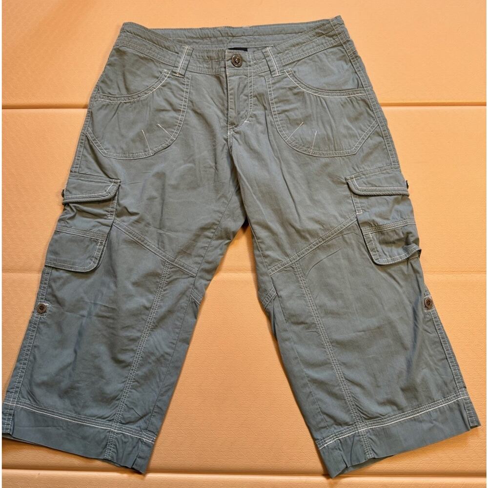 Kuhl Womens Size 4 Blue Cargo Capri Hiking Outdoor Utility Pants Crop Capri